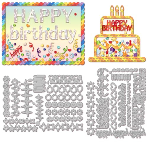 GLOBLELAND GeburtstagsPaillettenSternShakerStanzformen Für Die Kartenherstellung Alles Gute Zum Geburtstag MetallStanzformen Stanzschablonen Vorlagen Für Scrapbooking Tagebuch Prägung