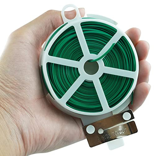 50m Garden Tie Wire,Garden Wire,Garden Wire for Climbing Plants,Plant Twist Ties Wire with Cutter 164 Feet Garden Twist Tie Garden Wire Green Plastic Coated String for Climbing Plants, Vines, Shrubs