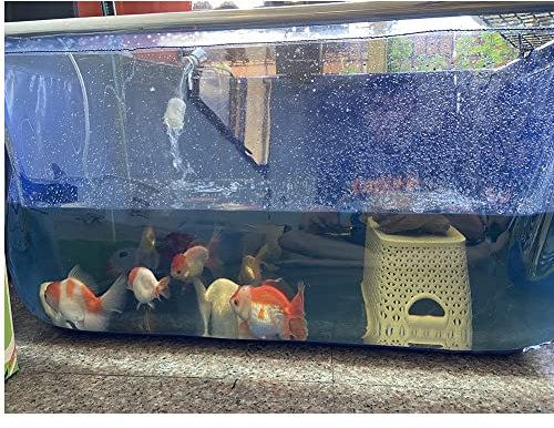 Cadre autoportant en toile pour bassin à poissons avec panneau de visualisation transparent et vanne de vidange pour bassin intérieur pour pisciculture et jardin Bleu clair 120 x 80 x 61 cm