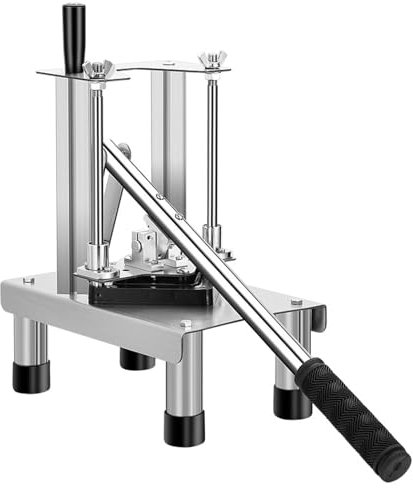 HmLotd Manual French Fry Cutter, Professional Commercial French Fry Cutter, Stainless Steel Body 420 Carbon Steel Head Vegetable Cutter Washable, For Potatoes, Carrots (Silver)