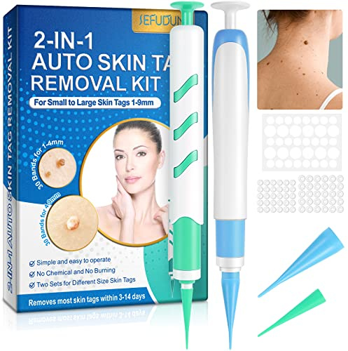 Rimozione Della Verruca Peduncolare Kit,Piel - Etiqueta - Eliminación,Indolore Auto Skin Tag Remover,2 en 1 Elimina Fibromi Penduli 1-9 mm,Remove La Maggior Parte Dei Tag Della Pelle Entro 3-14 Giorni