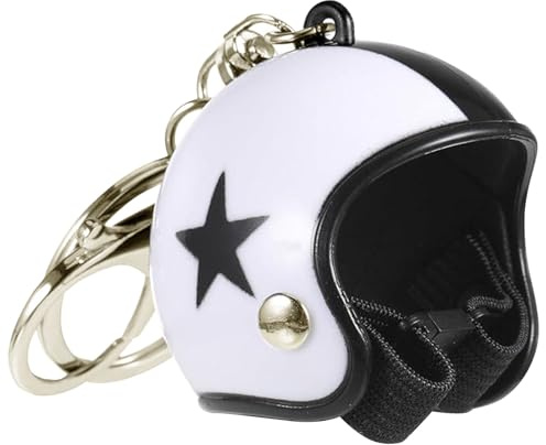 Raheem Motorradhelm Schlüsselanhänger mit Retro Stern | für Männer Frauen beste Freundin, auch als Mini-Helm