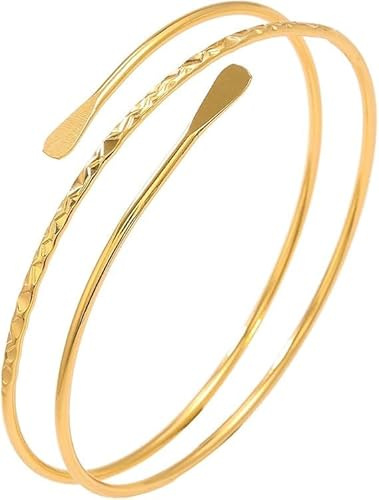Yingjie Gold Arm Cuff,Adjustable Metal Armband,Gold Simple Three-Wrap Bracelet,Women'S Open Bracelet,Suitable For Women And Girls To Wear Daily,At Parties,At Weddings,And Can Also Be Given As A Gift.