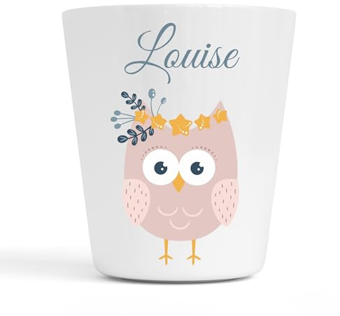 Générique Gobelet en Plastique pour Enfants | Gobelet Personnalisé avec Nom |Verre Plastique Incassable Personnalisé (Hibou Louise)