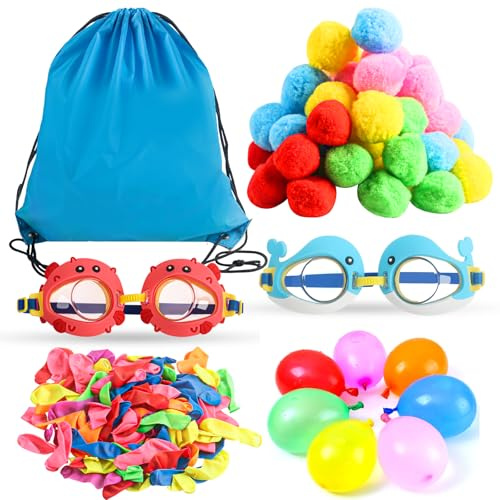 103 Stück Tauchspielzeug für Kinder, Wasserspielzeug Kinder Schwimmbad für Tauchtraining, Bunt Gemischt Wasserballons, Meerjungfrau Schwimmbrille, Schwimmbad Spielzeug