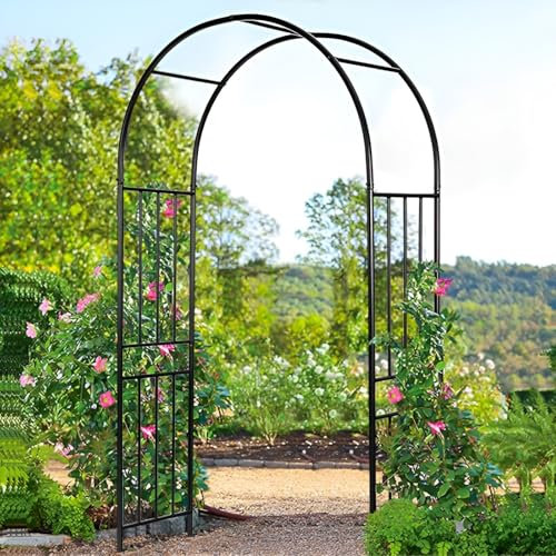GUOGLZ Arche De Jardin en Acier, Arceau À Rosiers pour Plantes Grimpantes, Vignes De Glycine, Treillis De Mariage Extérieur pour Décoration De Fête(220 * 240cm)