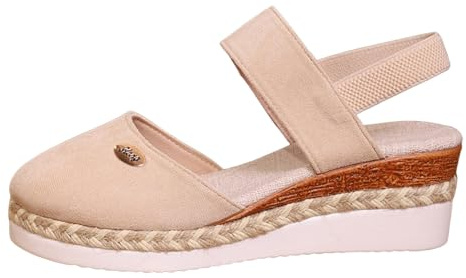 Générique Sandales Femme Été Confortable Compensée Nu Pieds Femme Été Confortable Sandale Fermer Devant Légères Chaussures Tongue Plage Antidérapantes Sandales avec Talon Plateforme