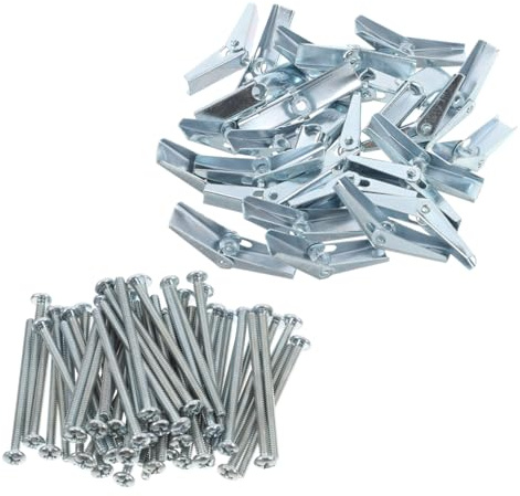 Alipis 60piezas Pernos De Palanca De Acero Galvanizado y Tuerca De Para Paneles De Soporte De Montaje Para Microondas Instalación De Gabinetes Paredes