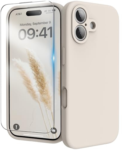 INGIDO for iPhone 17 Case Silicone with Screen Protector,Stone | Camera Protection,Liquid Silicone,Anti-Scratch Soft Microfiber Lining,Shockproof Protective Cover for iPhone 17 6.3