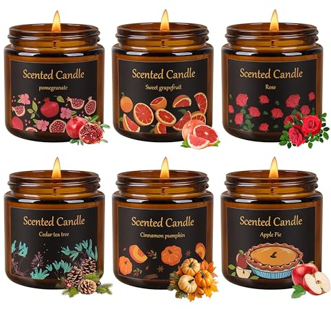 6 Pack Candles for Home Scented, Mini Scented Candles Gift Set for Women, 21 oz 150 Hour Long Lasting Soy Candle, Aromatherapy Candle Gifts for Her, Birthday, Valentine, Christmas, Anniversary Present