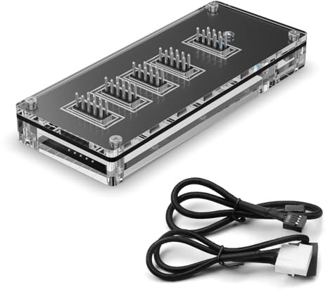 Hub d'extension USB 2.0 à 9 broches, répartiteur multi-appareils en acrylique, transparent, adaptateur d'extension à 4 ports pour bandes lumineuses LED, ventilateurs PC, périphériques USB