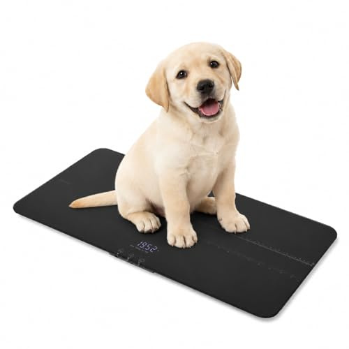Digitale Haustierwaage - Hundewaage bis 100 kg 10 g Genauigkeit, große Plattform LCD-Anzeige 3 Wiegemodi Tara-Funktion Tierwaage für Hunde Katzen und Kleintiere (Schwarz)