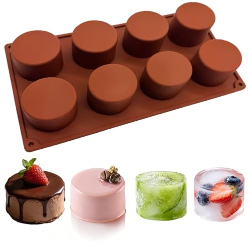 duoyif Silikonform chokladformar bakformar för choklad kupol mousse gelé tårta muffins brownies tvål (cylinder, 5,6 cm)