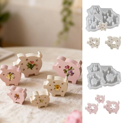 Silikonformen Gießformen Ostern Schwein 6 Stück Glücksschwein Silikonform Ostern Silikonform Schwein mit Herz Gips zum Gießen Gießformen Silikon Frühling Schwein Giessform Frühling für DIY (A)