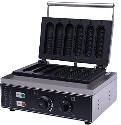Waffeleisen Stiel,1500W Waffellolliemaker Waffelautomat Stiel/Corn Dog,bis zu 6 Waffeln am Stiel,mit Zeit- und Temperaturregelung für Zubereitung von Hotdogs, Tortillas, Crêpes, Waffeln und Ähnlichem