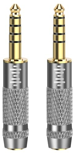 Geekria 4,4 mm hane till (1/8'') 3,5 mm/2,5 mm balanserad hona hörlursadapter, ljudkonverteringskontakt i aluminiumlegering, guldpläterad (2-pack)