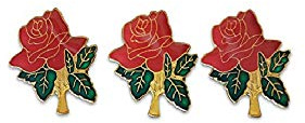 3-Piece Red Roses Lapel Pin Hat Pin & Tie Tack Set with Clutch Back by Novel Merk