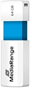 MediaRange Memoria USB 2.0 de 64 GB, Color Edition, Unidad Flash Mini USB con Mecanismo Deslizante, ampliación de Memoria Externa con Velocidad de Lectura de hasta 16 MB/s, Color Azul Claro
