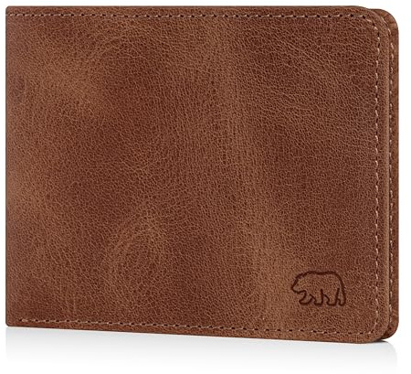 BROWN BEAR Geldbörse Herren Leder mit Münzfach groß | Vintage Braun | RFID-Schutz | Echtleder Portemonnaie | Business Geldbeutel | BB Design 8005-D WBR