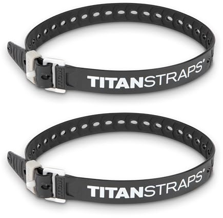 Titan Industrial Straps - Safety Strap Set to Secure Splits, Cargo Bikes, Garden Hoses, Wood Working Projects - 70 lb. Working Load, 25 Length, Black, 2-Pack