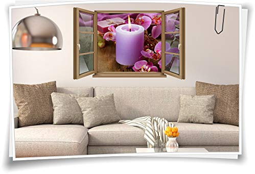 Medianlux Wand-Tattoo Wand-Bild Fenster SPA Wellness Kerze Orchideen Erholung Entspannung Aufkleber Folie Deko Wohnzimmer Küche Folie Digitaldruck, 120x78cm wb22wb625-126346