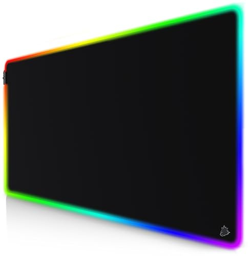 Titanwolf - XXXL RGB Gaming Mauspad – 1200 x 600 mm - Mousepad - LED Multi Color - 7 LED Farben Plus 4 Effektmodi - für Präzision und Geschwindigkeit - Gummierte Unterseite - abwaschbar