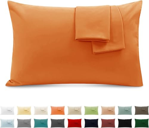 2er Set Kissenbezug 100% Baumwolle 50x70 cm 2 PCS, Superweicher Premium Jersey Kopfkissenbezug, Kissenhülle Orange