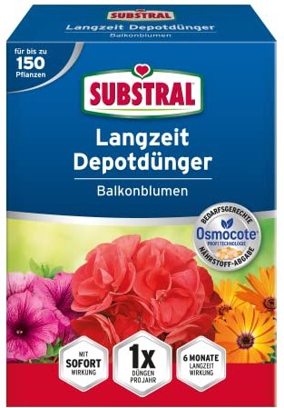 Substral Balkonblumen Langzeit Depotdünger, 1,5kg - für Geranie, Surfinie, Dipladenie, Petunie, Fuchsie, Begonie, u.a.
