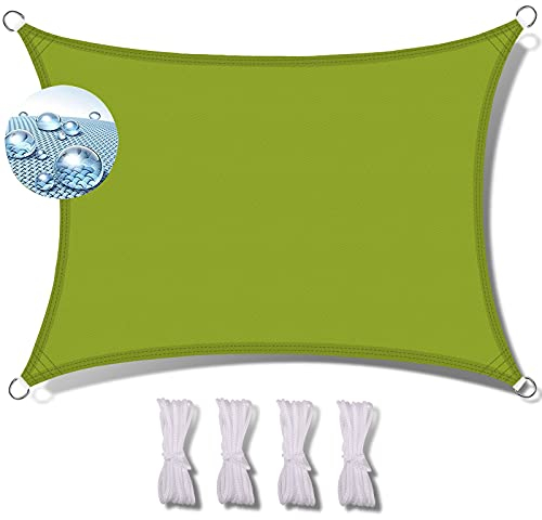 MEEYI sonnensegel quadratisch 2x5m Balkon sonnensegel Sonnenschutz für terasse Segel Sonnenschutz Balkon rechteckig schattenspender 95% beschattung für swimmingpool inkl befestigungsseile-Gelbgrün