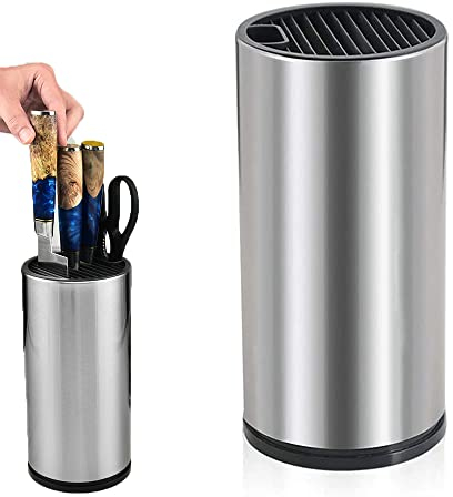 Bloc de Couteaux, Porte-Couteau en Acier Inoxydable, Porte-Couteau de Cuisine, Porte-Couteau Carré, pour Couteaux et Ciseaux (Tour)