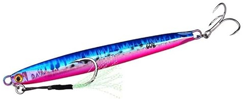 Comcapy 1 PC Long métal Jig leurre de pêche 10g-20g-30g-40g-60g Lente coulée cuillère à gigue Artificielle Dur leurre Rivage métal appât (Color : Color H, Size : 11.5cm-60g)