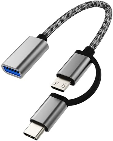 Adaptateur USB vers USB C Micro USB Prise(2en1) Compatibles pour Samsung Galaxy Huawei Xiaomi Redmi Apple iPhone 15 Pro Max Plus iPad USB A OTG Cable Macbook Type Thunderbolt Câble Convertisseur