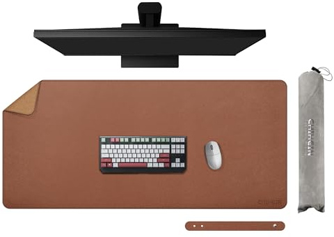 Chihein 100 x 50 cm skrivbordsunderlägg, skrivbordsunderlägg i PU-läder för bärbar dator, bordsskyddsunderlägg för kontor/hemmakontor (brun/kork)
