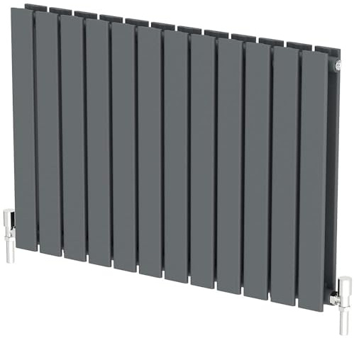 Radiant Living Anthracite Horizontal Radiator 600 x 912mm – Double Flat Panel Designer Radiator, High Efficiency Modern Steel Heating for Living Room & Bathroom