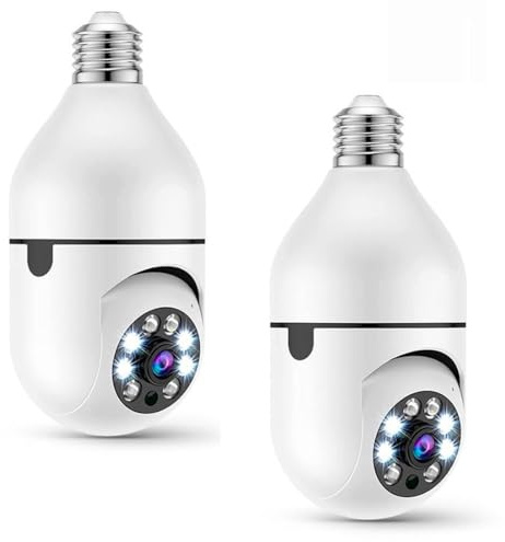 Mediawave Store 2 Telecamera Wi-Fi - Camera Nascosta 360°, Lampada Esterno ed Interno - Lampadina Zoom HD con Controllo da Remoto Microfono e Audio Bidirezionale - Sicurezza Casa, Visione Notturna