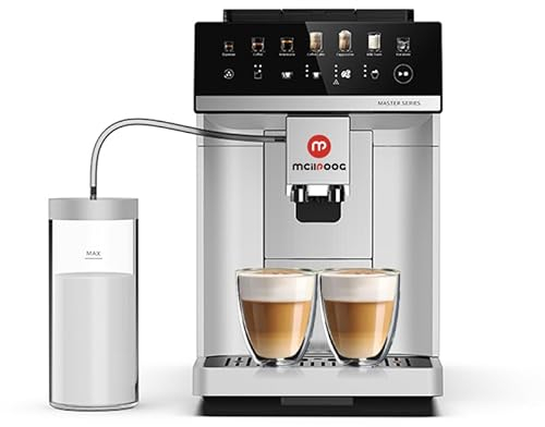 Mcilpoog M3 super automatic coffee machine with 15Bar pressure, espresso machine can make 7 kinds of drinks with one click of bean flour, easy to clean and easy to clean (White)