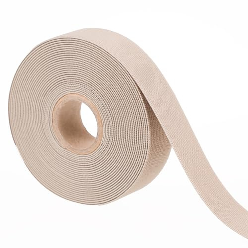 Elástico de colores para costura, elástico de costura de 20 mm, tipo tejido, 5 metros (beige)