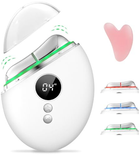 Aomig Gua Sha Visage, EMS Gua Sha, Massage Visage Électrique Guasha avec Vibration&Chaleur 5 Modes, 3 Modes de Soins de la Peau, 1Pcs Gua Sha, Outil de Modelage du Visage, Anti-Âge Lifting Facial