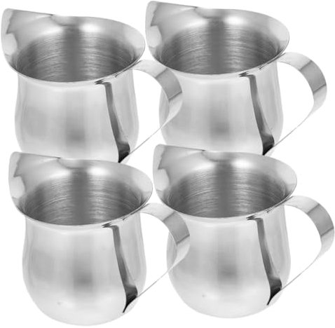 CONGARTENO 4pièces Pichet à Lait Pot à Crème Tasse à Café Inox Tasses à Expresso Pichets à Sauces