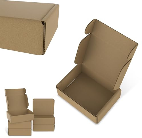 YRHome 20 stycken förpackningslådor vikta lådor varutsändning kartonger av wellpapp, enkel att vika ihop stabil struktur, för frakt förvaring presentförpackning brun – 15 x 10 x 4 cm