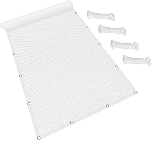 Tenda da Sole per Esterno 150 x 360 cm Rettangolare Protezione Raggi UV Frangivista Telo Ombra Tenda da Giardino Antivento Prova di Sole per Auto Cane Serra Giardino Pergola, Bianco