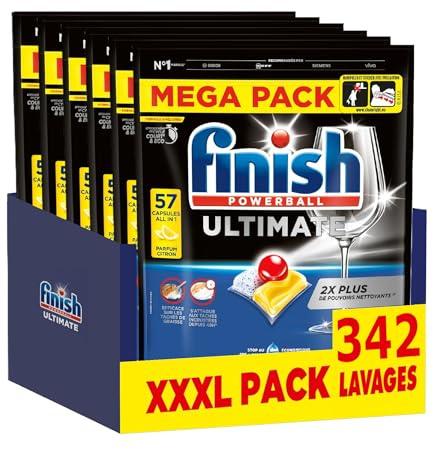 Finish Ultimate Pastilles Lave-Vaisselle Citron, Imbattable contre les taches tenaces, 57 capsules - lot de 6