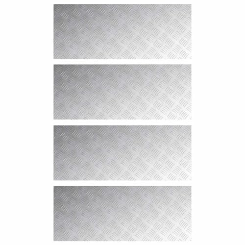 vidaXL Peldaño Rectangular 4 pcs Plateado 100 x 40 cm Aluminio, Sala de Estar, escaleras Modernas, Alfombrillas de Seguridad de Plato de Checker Duradero, Protectores Antideslizantes para Uso en Inte