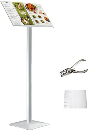 KEBMCHN Informationsschild Aufsteller (19,3x13,78 Zoll), Silber | Menü-Präsentationsständer, Plakat Schilder Aufsteller, Speisekarten Werbeständer als Ordner oder als Präsentationsständer