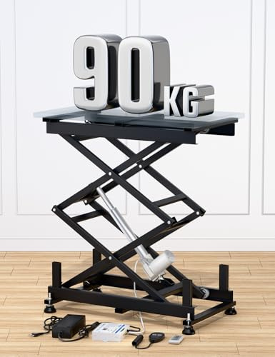 DIHOOL Elektrischer Scherenhubtisch 90KG Hubtisch Hebebühne Labor Kfz Werkstatt 265-1270MM Einstellbarer Lift AC 100-240V und DC 24-30V