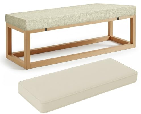 ZSWXF 5cm Dicke Sitzkissen Outdoor Leinenstoff Bankauflage Bankkissen Sitzauflage Stuhlkissen Bank Sitzbank Auflage Polster fur Banke Kissen Kissenauflage for Gardenbank,Beige,140 x 35 x 5 cm