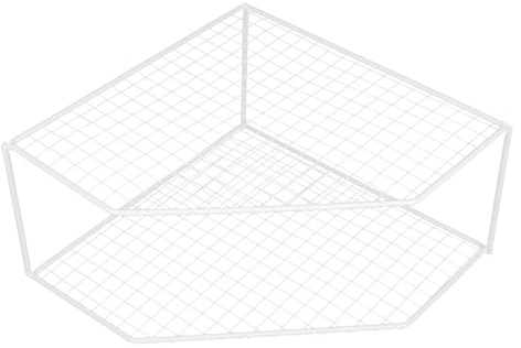 JUMPLAWN Kitchen Pan Rack Double-layer Tiered Shelf White Wear-resistant Household Pot Organizer Corner Countertop Storage for Kitchen Cabinet Sink Area