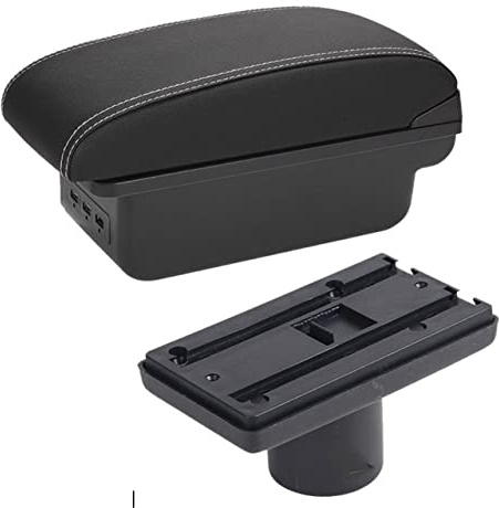 Para Seat Caja Reposabrazos Para Ibiza 6j Para Ibiza 6L Contenido La Tienda Central Caja Almacenamiento Con Portavasos Cenicero Productos Con USB Caja Almacenamiento Apoyabrazos(B3 Black white 3USB)