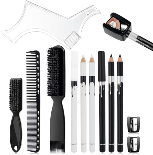 HEYMKGO Professional Beard Grooming Kit for Men – Beard Shaper Tool with Hairline Pencils, Beard Comb & Brush, Sharpeners | Precision Beard Lineup Tool, Men’s Beard Comb and Beard Accessories Set