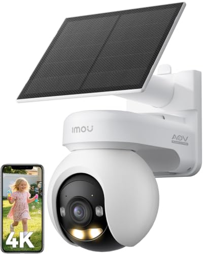 Imou 4K Cámara Vigilancia WiFi Exterior Solar Sin Cables, Batería 10000mAh | Grabación AOV 24/7, Visión Nocturna en Color, WiFi 2.4G/5GHz, Detección de Personas/Vehículos, Seguimiento Automático, NO SIM